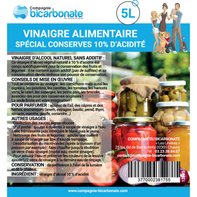 La Compagnie Du Bicarbonate -- Vinaigre ménager naturel concentré à 14 –  Aventure bio